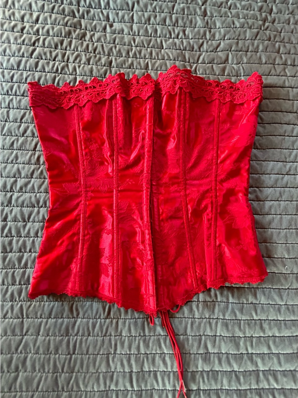 Frederick's of Hollywood Red Lace-Up Corset (vintage)